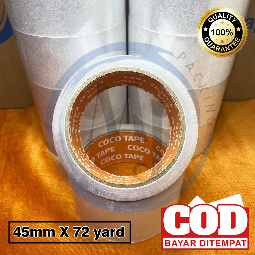 

[ ] Selotip / Solasi / Lakban Bening Ukuran 45mm X 72yard Premium COCO
