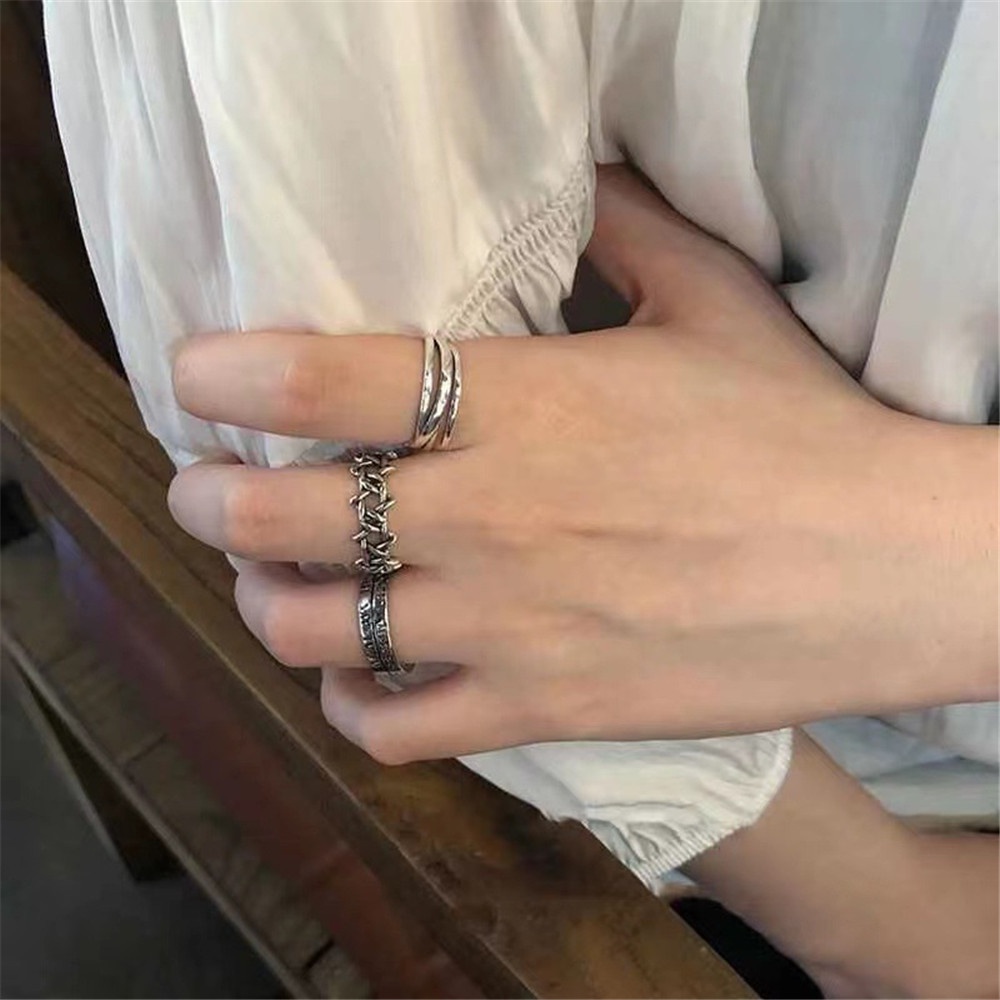 Cincin Adjustable Desain Angka Romawi Gaya Harajuku Hip Hop Punk Untuk Wanita
