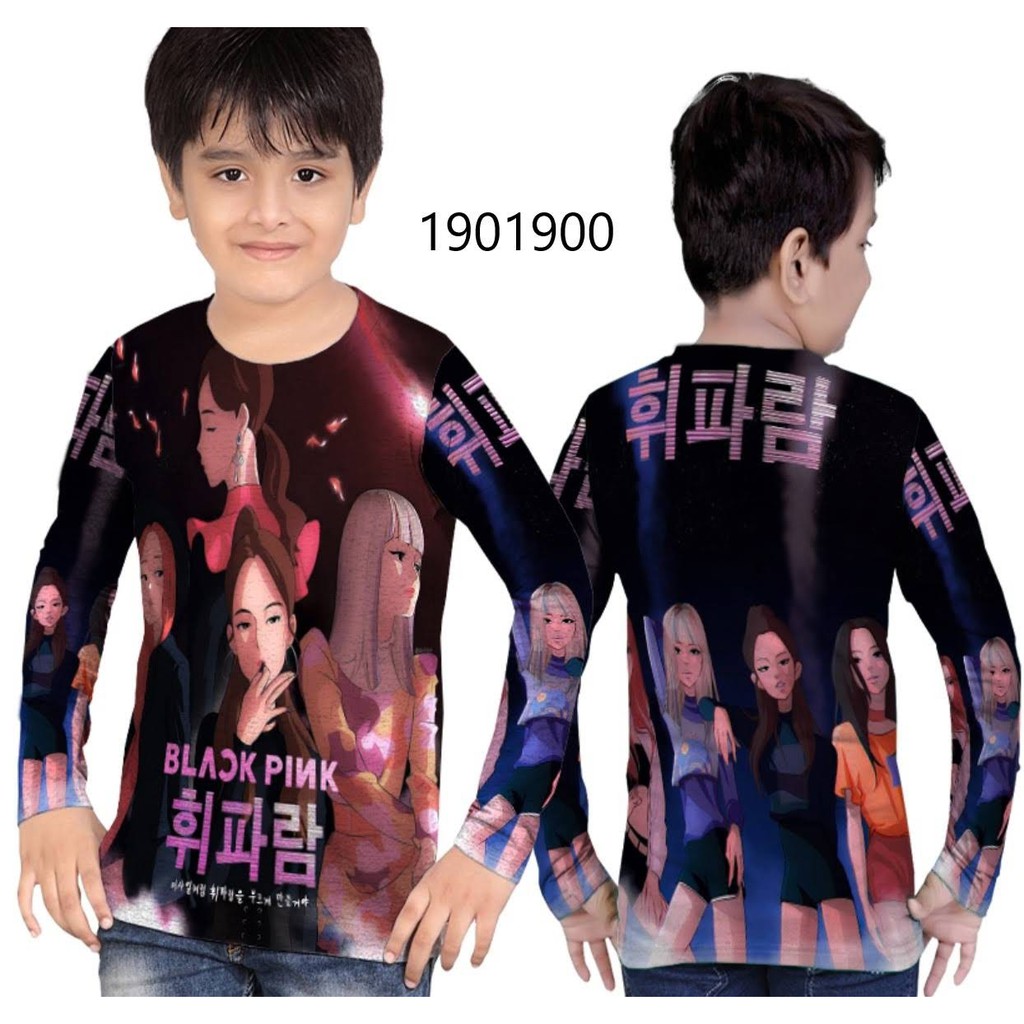 Kaos Tangan Panjang Anak Lakilaki FullPrint Printing Musik Blackpink-Bisa Custom