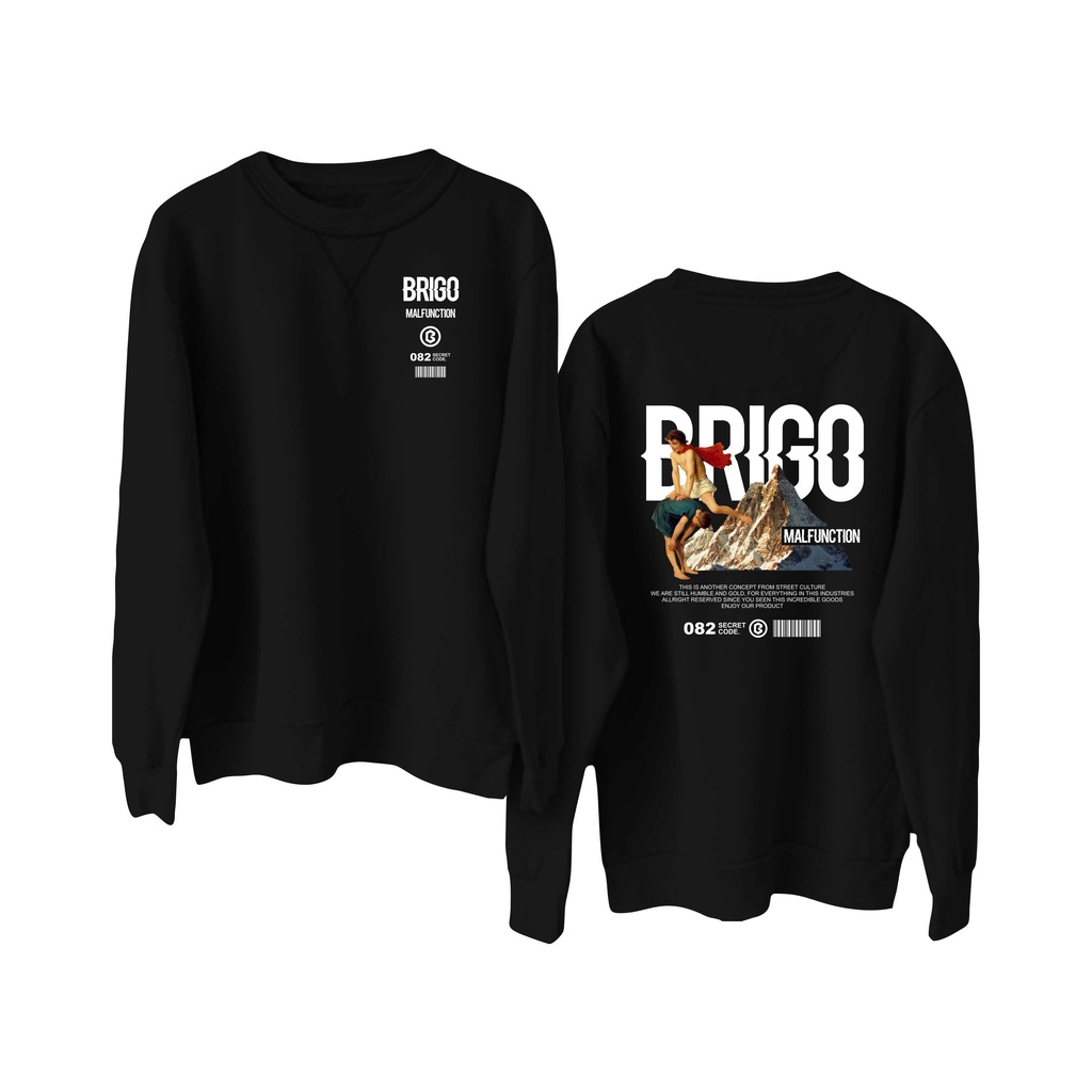 Sweater Crewneck BRIGO Malfunction Sablon DTF Fleece Cotton II BRIGO Basic Sweatshirt  Malfunction II Cotton M-XXL (Pria &amp; Wanita) Free stiker&amp;Gantungan Kunci