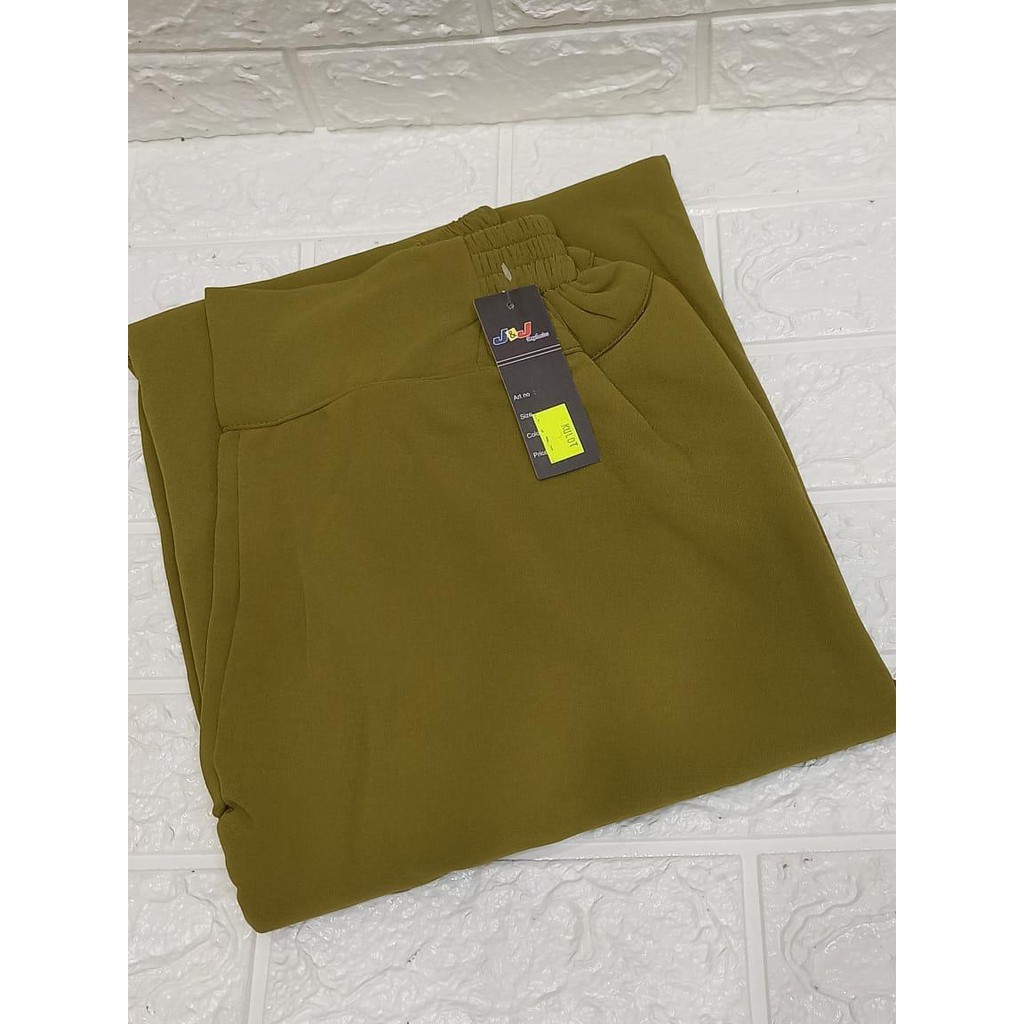 Celana Kulot Payung Ceruty (full furing ) Kulot Wanita Kulot Jumbo Kulot Panjang Hazell Collection-Army