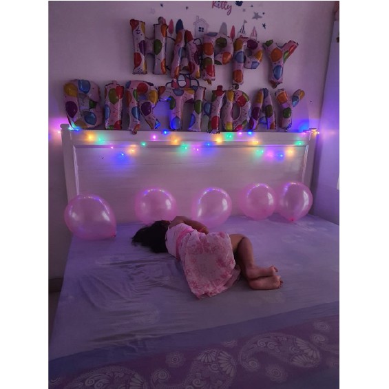 Balon foil Happy Birthday Lampu LED Dekorasi Ultah/Pesta 1pack/18pcs