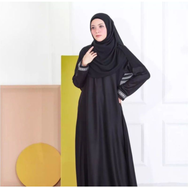 Abaya Hitam Arab Kombinasi Renda Batik Bahan Jetblack Saudi Gamis Fashion Syar'i