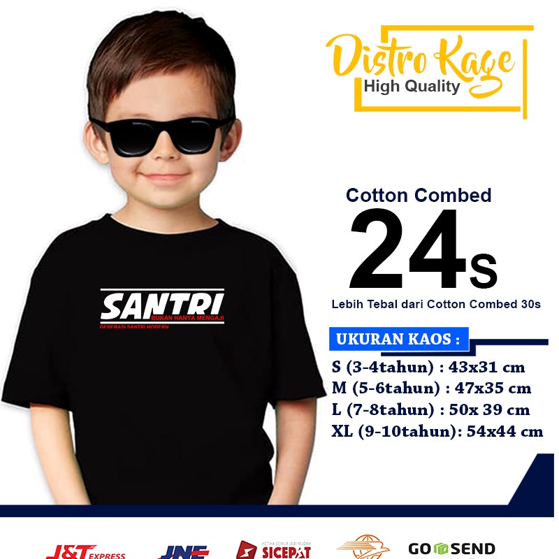 Baju Kaos Anak Laki Laki Santri Bukan Hanya Mengaji Unisex Cotton Combed 30s Distro Kage