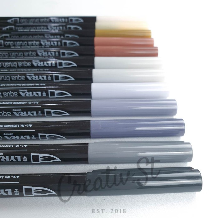 

kaligrafi-perlengkapan- lyra aqua brush duo dual brush pen new color part 3 brown black shade - 072