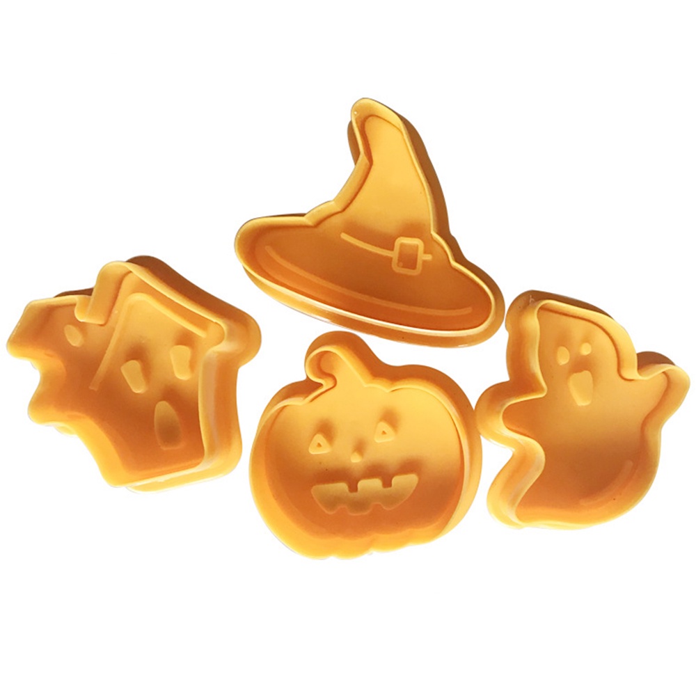 New 4pcs Cookie Stamp Biscuit Mold 3D Cookie Plunger Cutter DIY Baking Mould Halloween Cookie Cutters OW