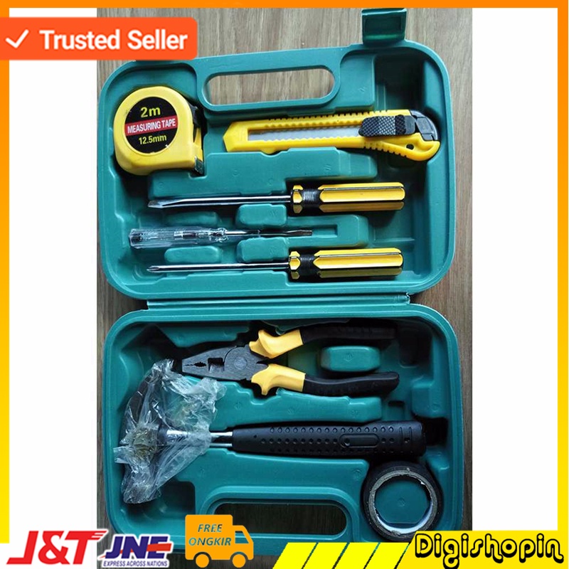 TOOL BOX Set Alat Perkakas Lengkap Palu Tang Obeng Cutter Meteran 8 in 1