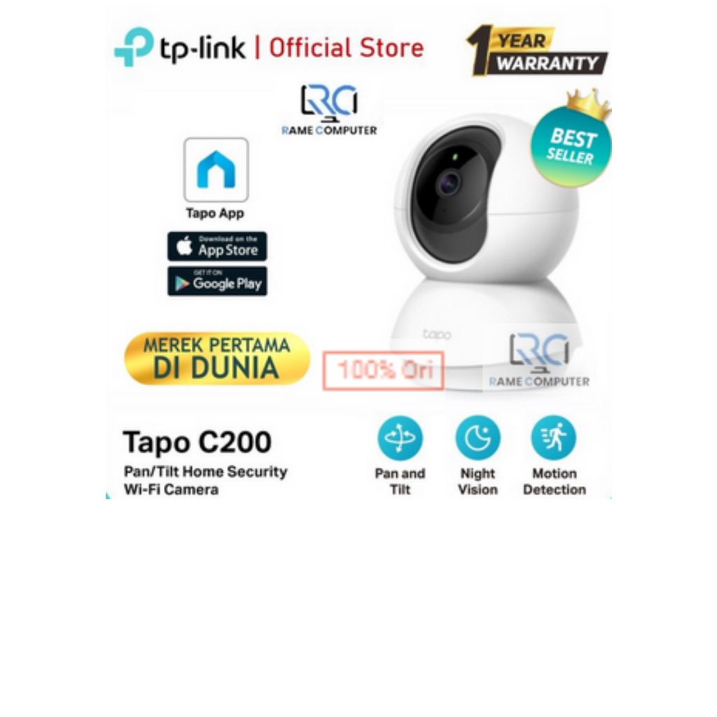 TP-LINK Tapo C200 Pan / Tilt Home Security Wi-Fi Kamera Cctv / IP Camera