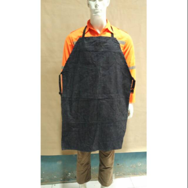 Apron dada bahan jeans/apron celemek las/ apron dada bahan levis