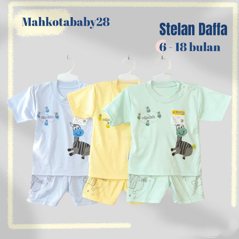 Setelan baju bayi lengan pendek Daffa Baby baju anak Motip hewan Zebra