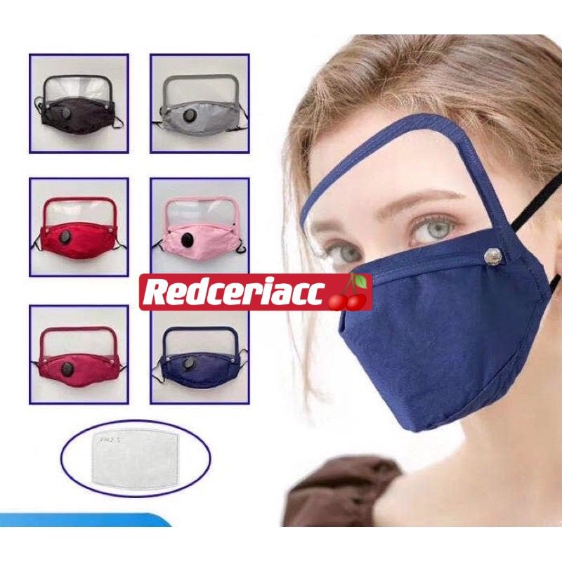 masker face shield mask katun with eyes shield respirator pm2.5