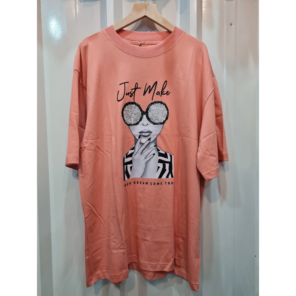 T-shirt oversize tangan 3/4