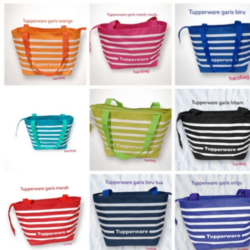 Tas tapperware cewek tupperware jinjing garis travelling