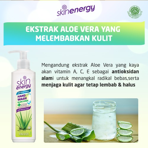 Makarizo Skin Energy Anti Bacterial Hand Wash Aloe Vera 250 mL / Sabun Cuci Tangan / Sabun Collagen-5
