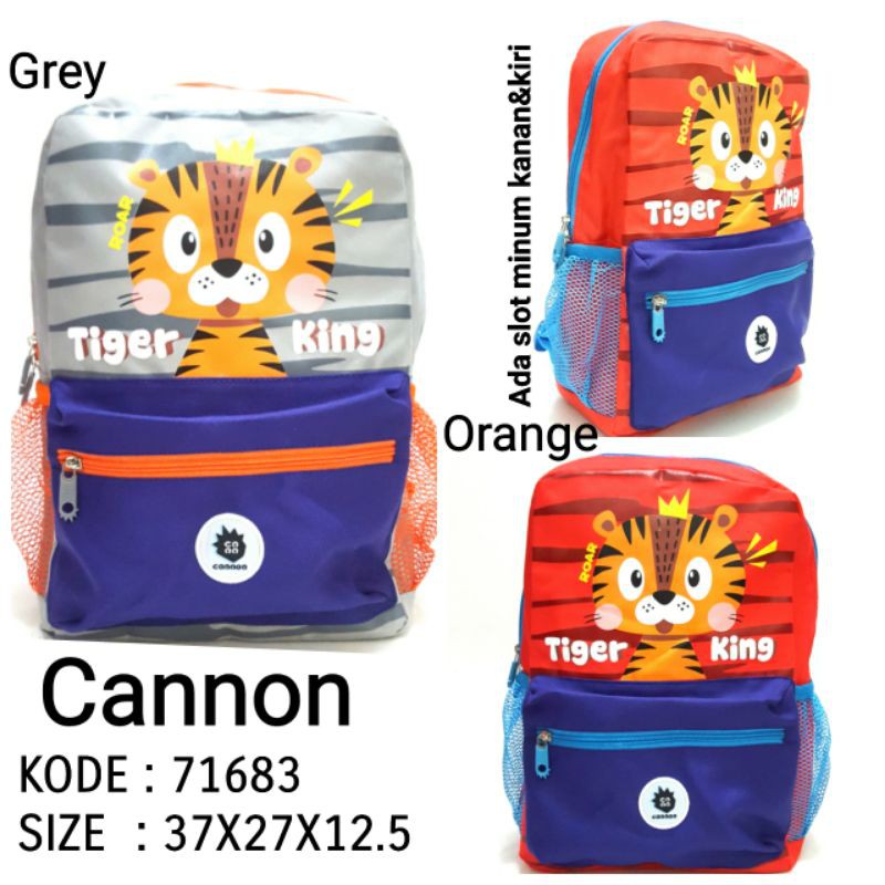 TAS RANSEL SEKOLAH ANAK LUCU CANNON 71684 TIGER KING Macan Backpack Anak Cowok