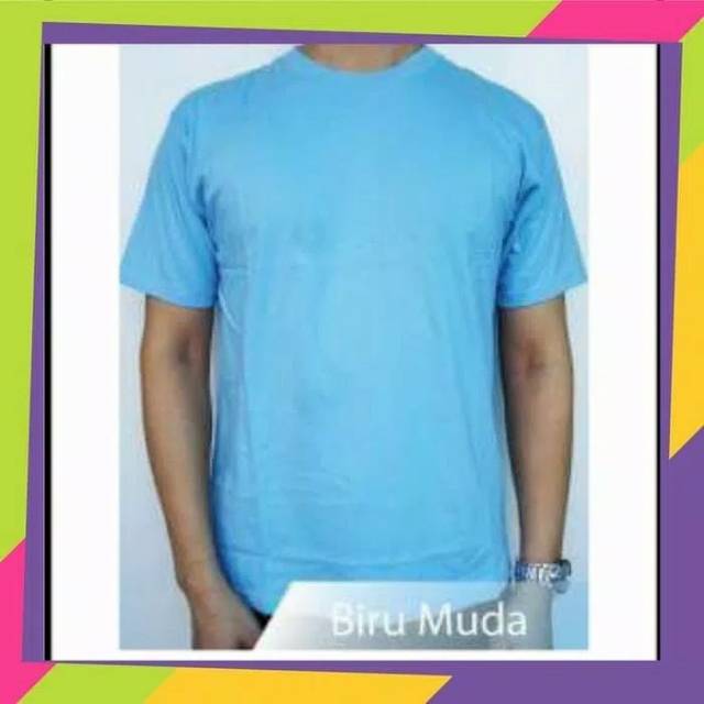 kaos pendek polos/oblong polos pendek biru muda/kaos polos 20s/kaos polos pendek biru muda