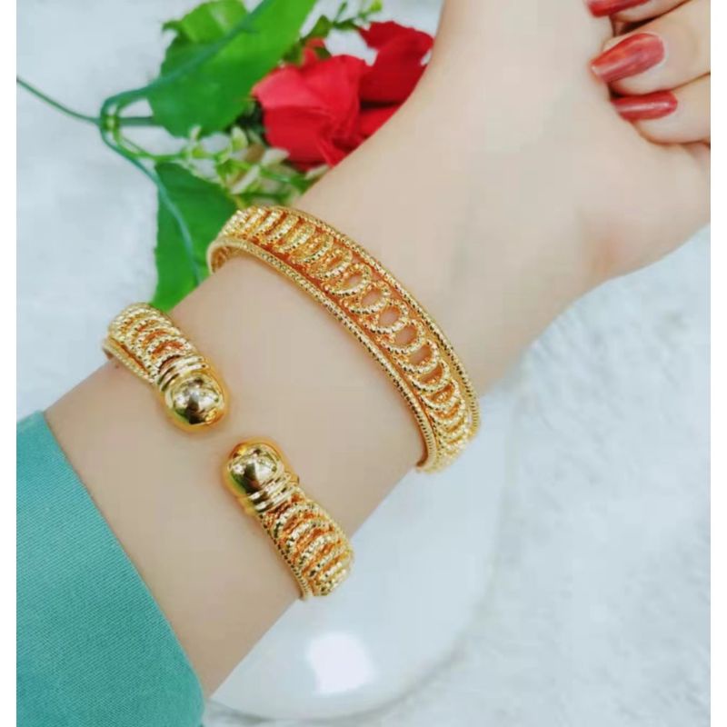 Gelang Titanium Lapis Emas 24k Perhiasan Fashion