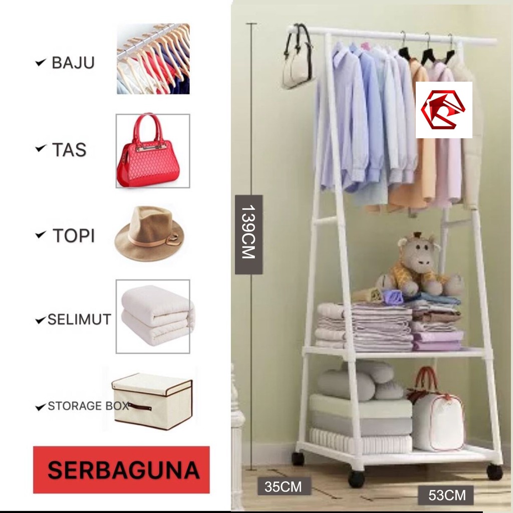 Rumah_kita2020 Triangel Stand Hanger - Gantungan Pakaian Tiang Berdiri Tanpa Roda Stand Hanger Triangel Square Gantungan Baju Gantungan Triangle stand hanger baju rak buku serbaguna KOKOH TANPA RODA Rak Baju JUMBO Gantungan Baju Stand