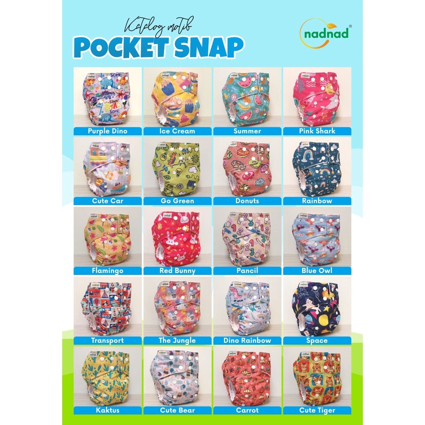 Popok Clodi Pocket Snab / Kancing Bayi Baru Lahir Laki Perempuan Newborn BB 5-15 Kg