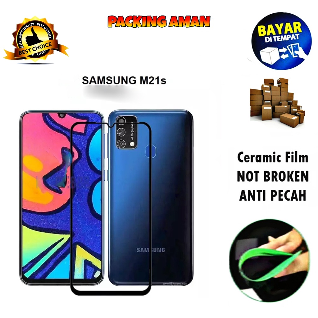 Tempered Glass Samsung Galaxy M21s FULL COVER FULL SCREEN Ceramic Film Anti Gores