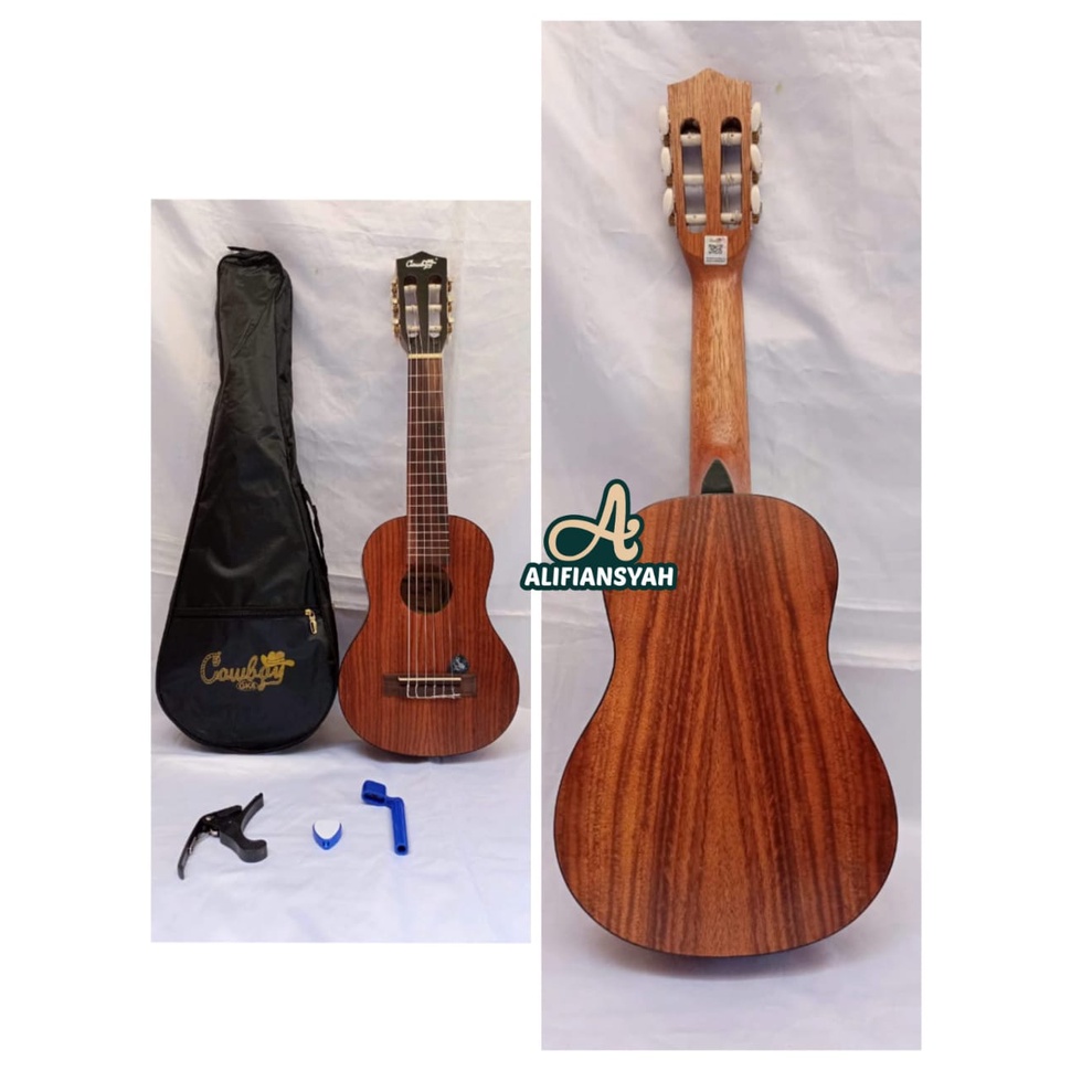 Gitar akustik cowboy gitar lele gitar mini senar 6 BONUS SOFTCASE CAPO DAN PICK