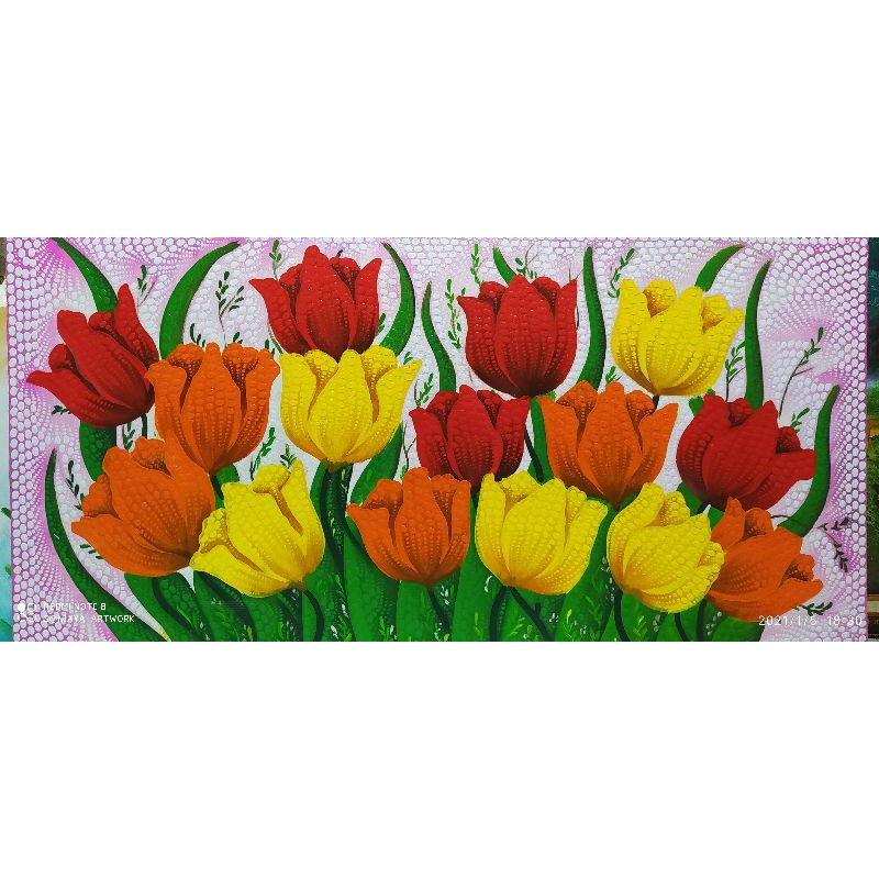 lukisan bunga tulip