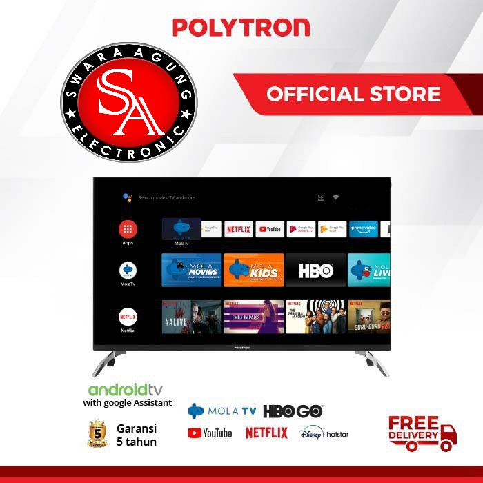 Led Android TV 40 Inch Polytron Type: 40AG9953 (Khusus Daerah Medan)