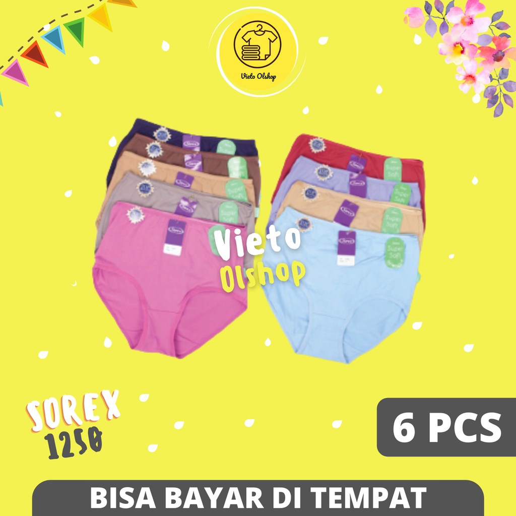 Celana Dalam Wanita Sorex 1250 Isi 6 Pcs Maxi Jumbo Lusinan Pakaian Dalem Sorek Dewasa Underwear Dal