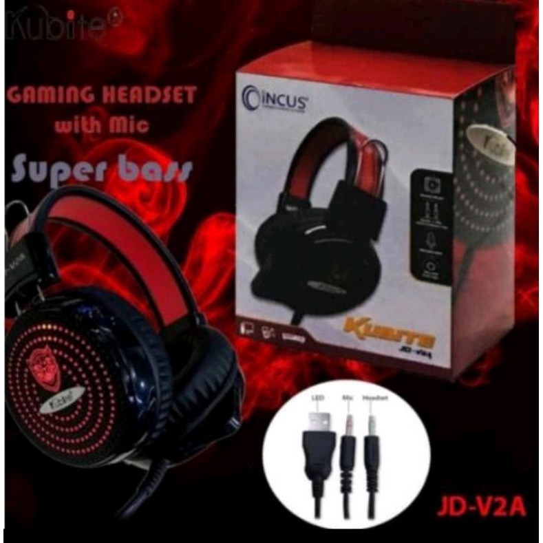 headset gaming  kubite V2A full bas lampu led BIG SALE