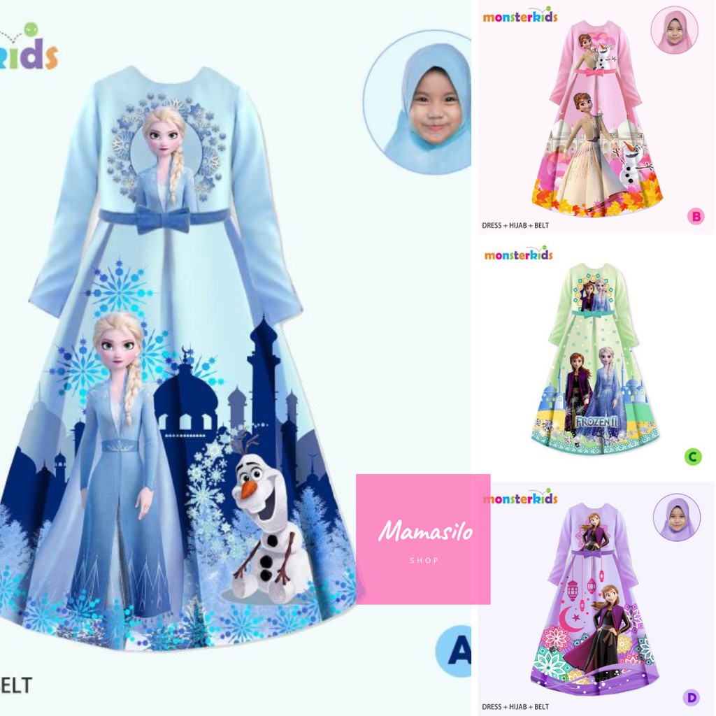 Gamis Anak perempuan MonsterKids/ gamis Elsa/ setelan gamis anak perempuan