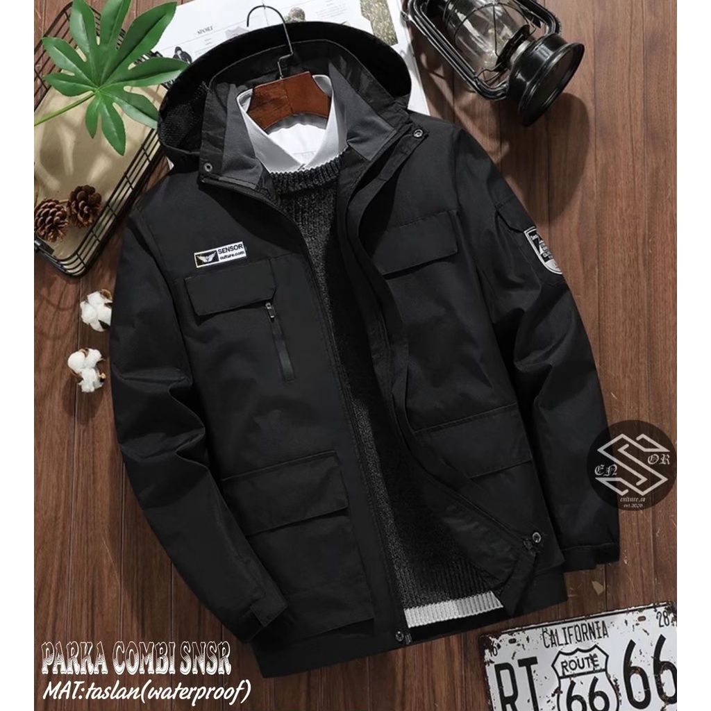 TURUN HARGA ! JAKET PARKA COMBI TASLAN WATERPROOF PREMIUM ORIGINAL SENSOR / JAKET GUNUNG PRIA WANITA / OUTWEAR PRIA / JAKET MUSIM DINGIN