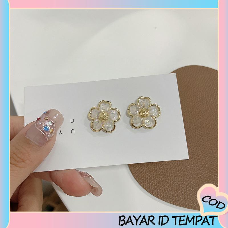 COD❤️ Simple Retro Super Fairy Double Layer Flower Earrings Wanita Anting Fashion Pribadi-A.one