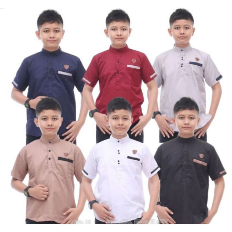 Koko Kurta Anak Laki Laki Remaja Tanggung Lengan Pendek Usia 8 9 10 11 2 13 14 Tahun // Kurta Anak