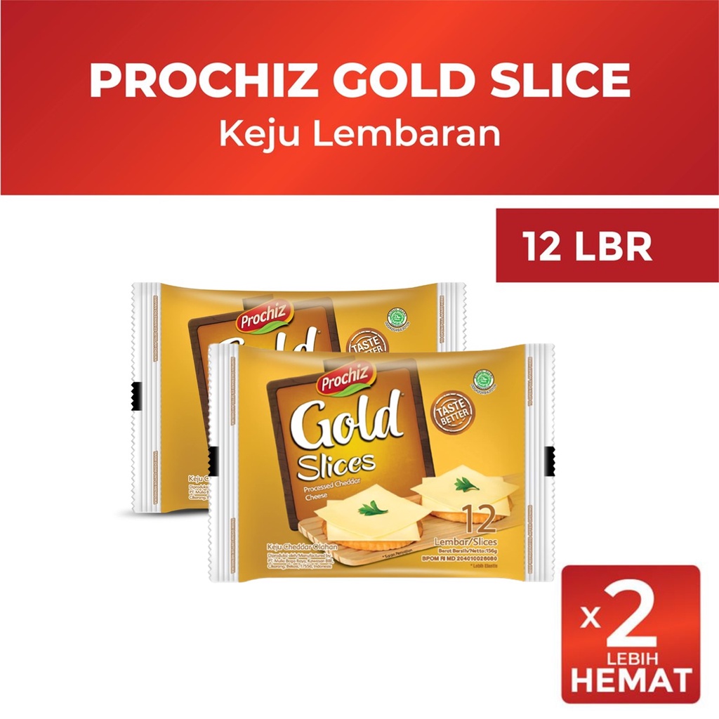 

Keju PROCHIZ Gold Slices 12's x2 Promo Snack