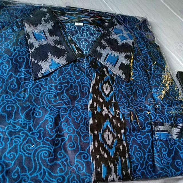 Kemeja Batik Mega Mendung Biru New