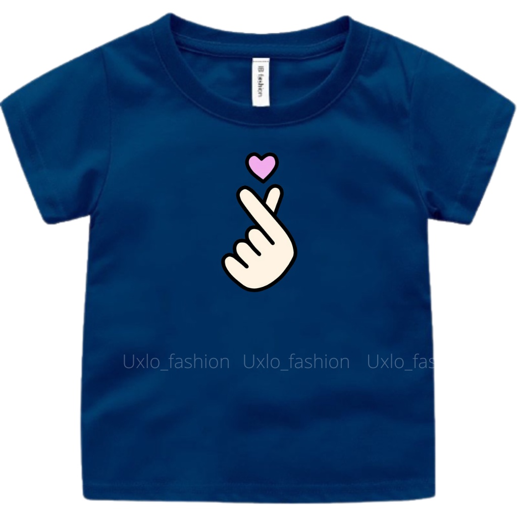 ATASAN BAJU KAOS ANAK PEREMPUAN DAN LAKI LAKI IDEAL USIA 2 3 4 5 6 7 8 9 TAHUN MOTIF SARANGHEO LOVE SIGN UKURAN S M L XL