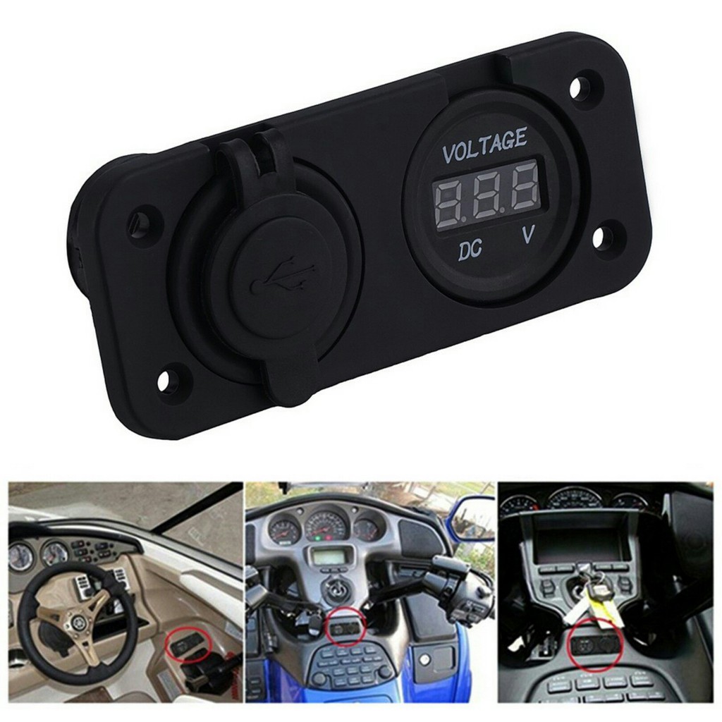 AUTO CIGARETTE LIGHTER VOLTMETER DIGITAL CHARGER HP HANDPHONE MOTOR MOBIL