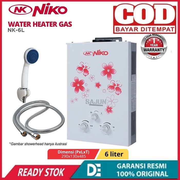 Water Heater Gas NIKO NK-6LN 6 Liter- GRATIS SHOWER