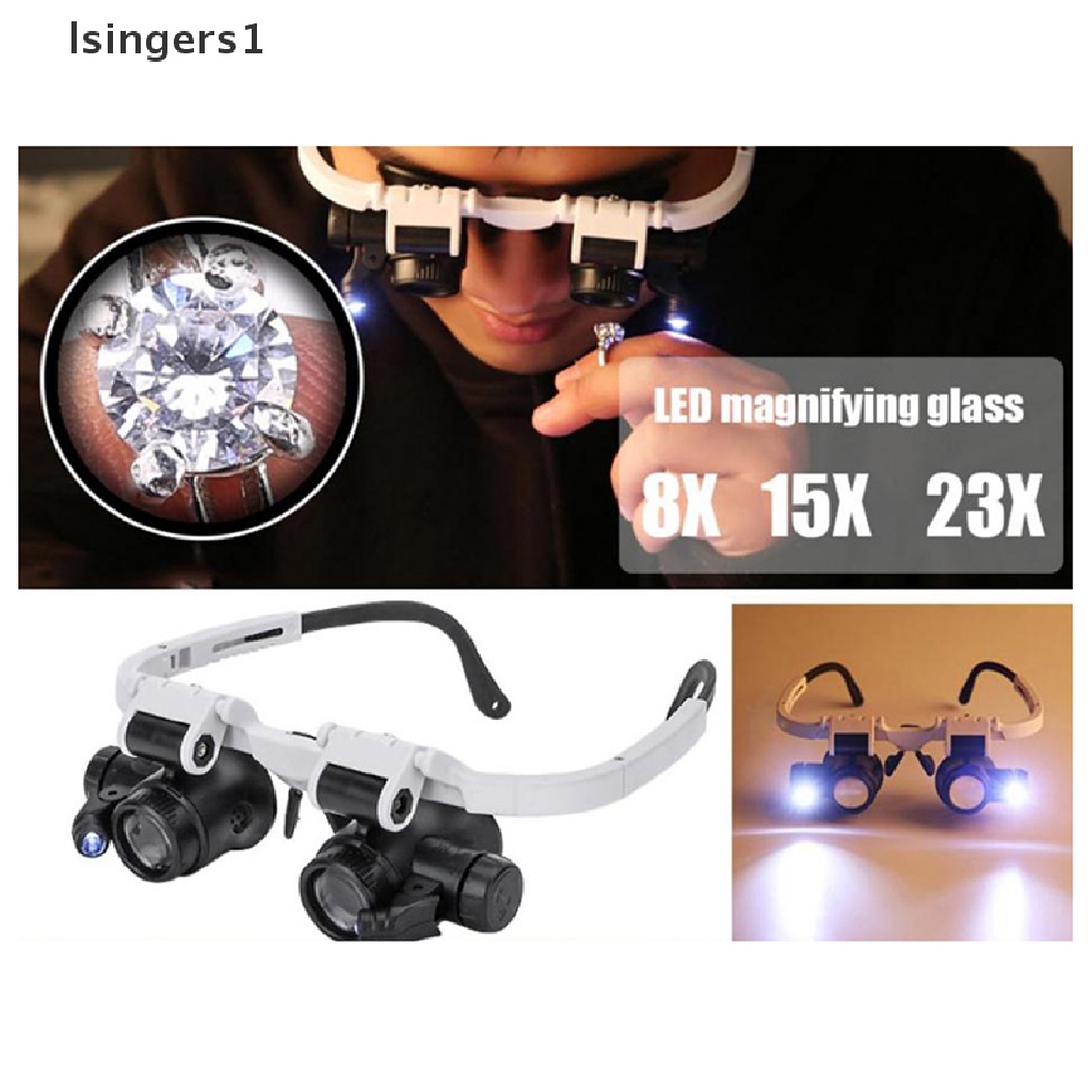 (lsingers1) Kacamata Pembesar 8X 15X 23X Dengan Lampu LED Untuk Tukang Perhiasan
