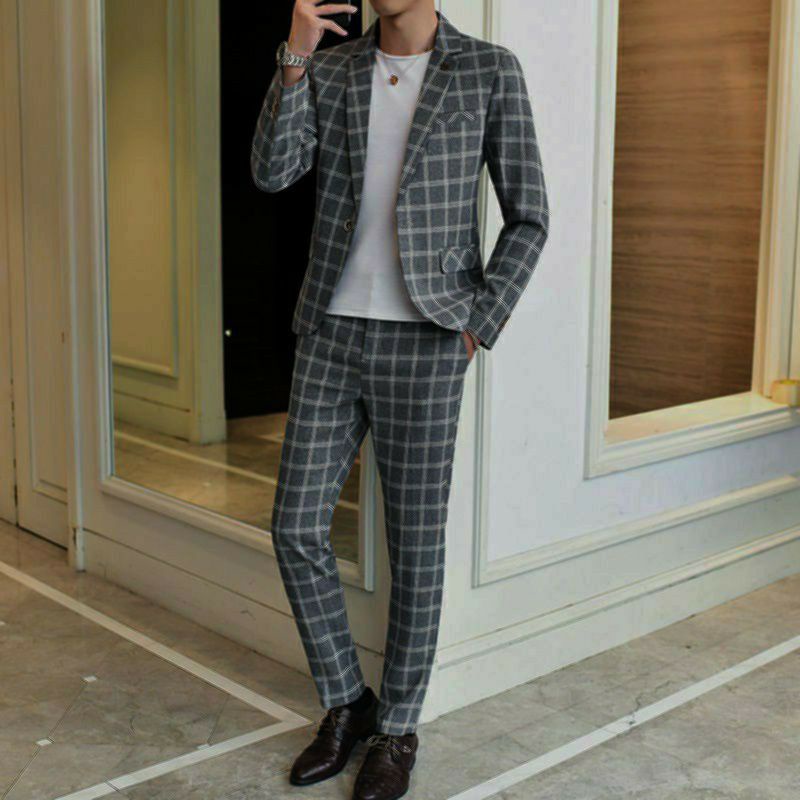 (COD) JAS FORMAL / JAS PRIA MOTIF KOTAK-KOTAK BAHAN WOLL