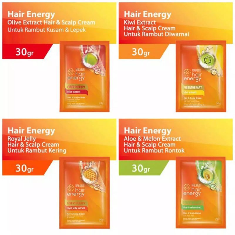 [Saset 30ml | 60ml] Makarizo Hair Energy Creambath Sachet