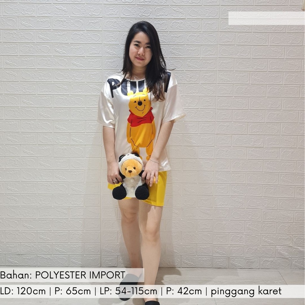 3460 pajamas pooh short one set import baju tidur