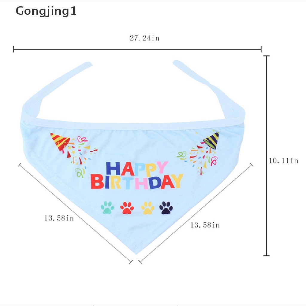 Gongjing1 Topi Kerucut Motif Tulisan Happy Birthday Untuk Kostum Anjingkucing