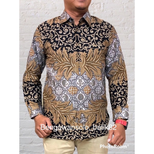 CH Baju Batik couple ayah dan anak,Baju Batik pria pasangan ayah dan anak,baju batik Pria lengan panjang lapisan furing hero,warna coklat,warna gold,kemeja batik kantoran,jumbo,batik modren,batik solo,batik kemeja lapisan furing