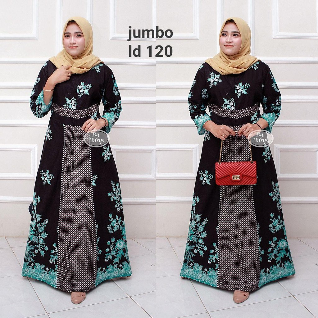 Gamis Batik Jumbo LD 110 Dan LD 120 Bahan Katun Motiv Terbaru Bisa Cod