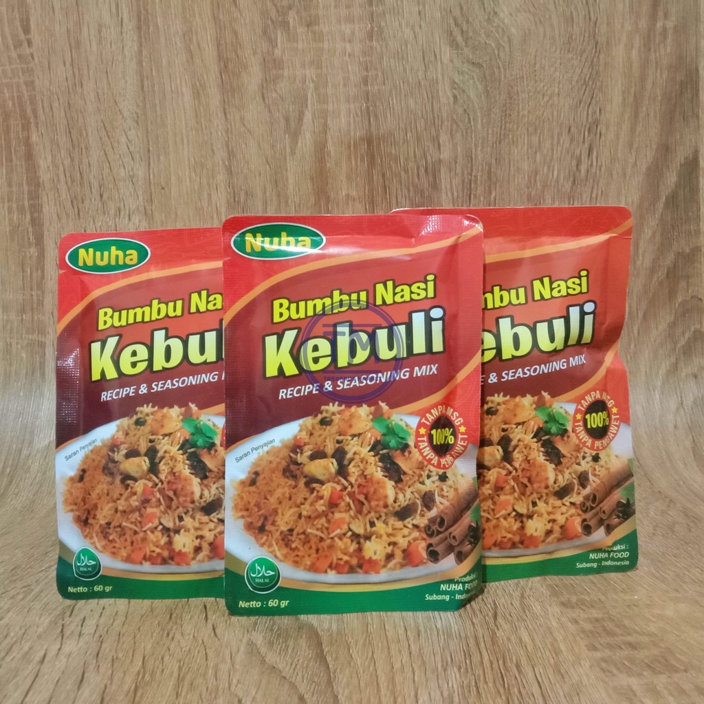 

Bumbu Nasi KEBULI Instant Bumbu Nasi Kabuli Sachet ORIGINAL 100% NON MSG & PENGAWET 60gr - NUHA FOOD