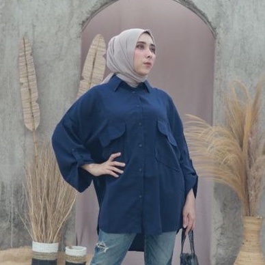 KEMEJA WANITA OVERSIZE POLOS K-2-8
