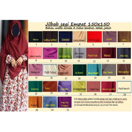 segi empat jumbo bahan wolfis ukuran 150x150 cm