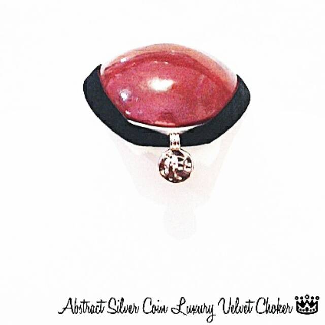 Abstract Silver Coin Luxury Velvet Choker Necklace | Kalung Handmade Premium Collection