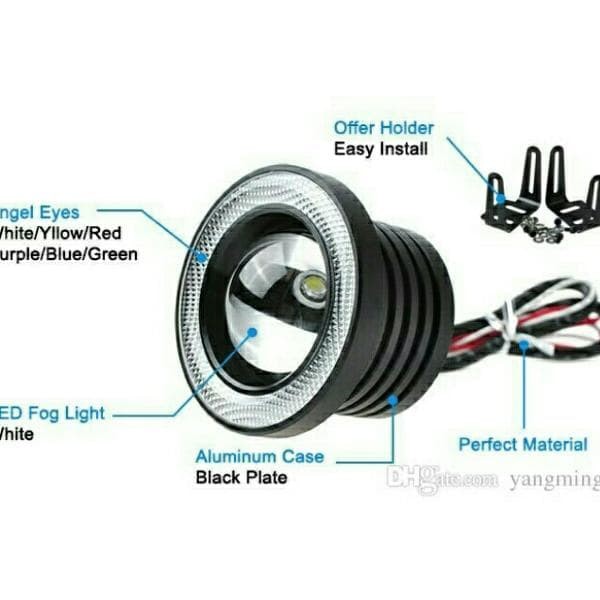 Universal Fog Lamp Angel Eyes LED Putih 89 mm Sigra